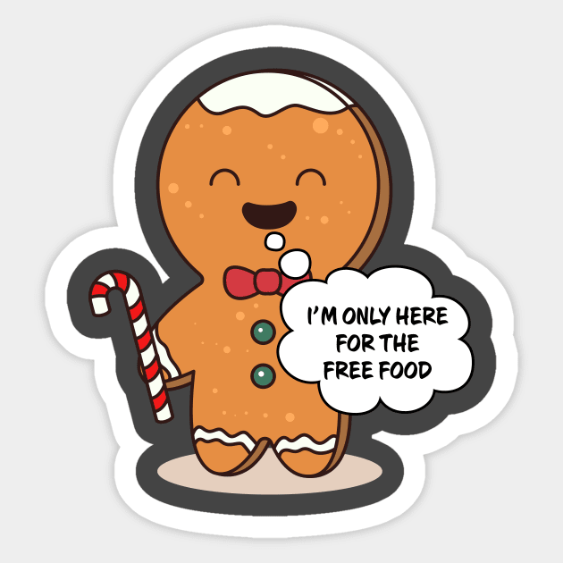 I'm Only Here For The Free Food Family Matching Christmas Pajama Gingerbread Costume Gift Sticker by Wear Apparel